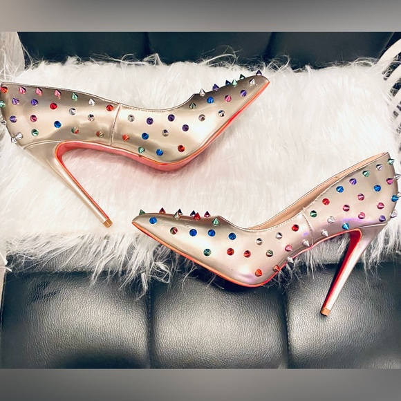 Women Custom Red Bottom Sexy Heels Pumps Studded Rivet Party Wedding Shoes - Picture 6 of 13